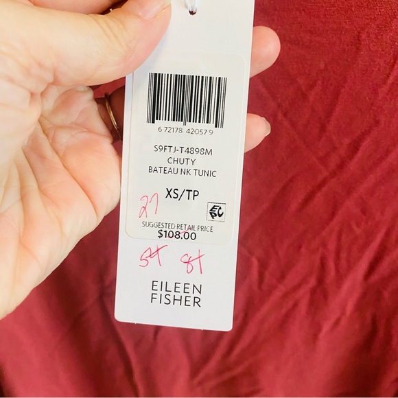 Eileen Fisher NWT Chuty Jersey Bateau Neck Tunic Top - Picture 4 of 5